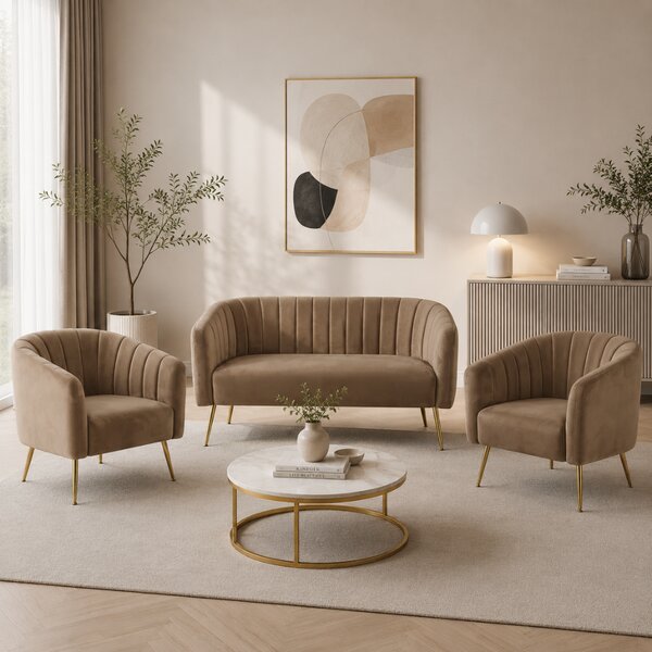 KONDELA Designové křeslo, hnědá Velvet látka/gold chrom-zlatý, BAGY