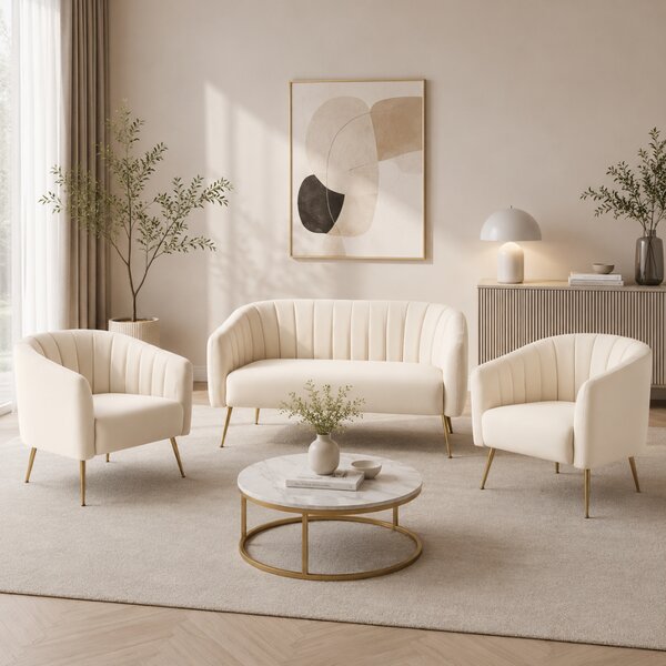 KONDELA Designové křeslo, béžová Velvet látka/gold chrom-zlatý, BAGY