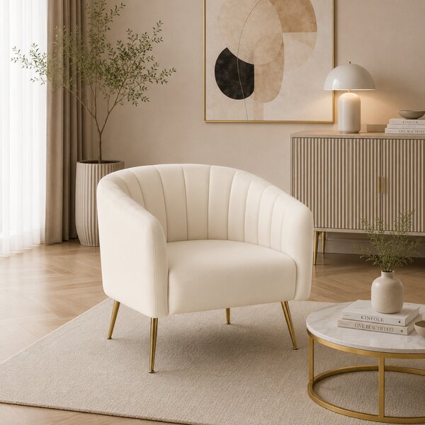 KONDELA Designové křeslo, béžová Velvet látka/gold chrom-zlatý, BAGY