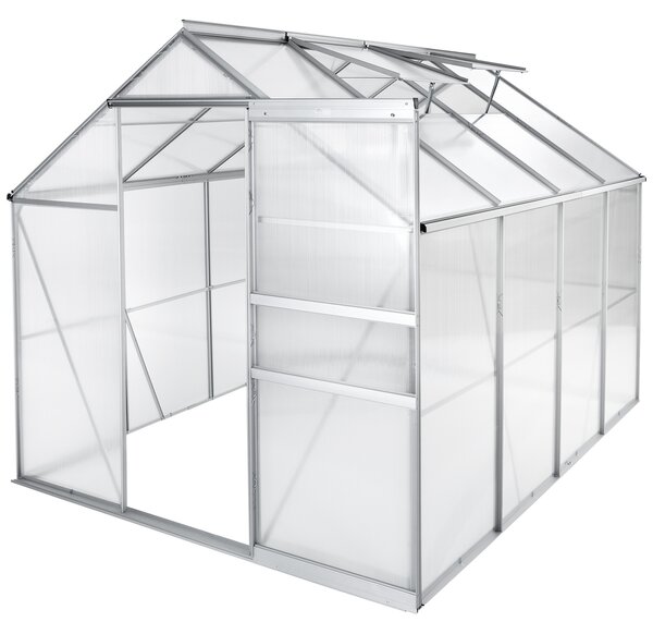 Tectake Skleník z hliníku,UV-odolný,185x250x195cm - průhledná