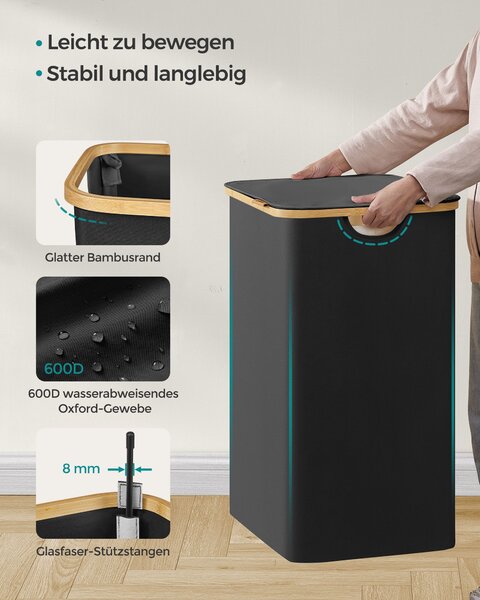 SONGMICS Koš na prádlo látkový 120 l černý