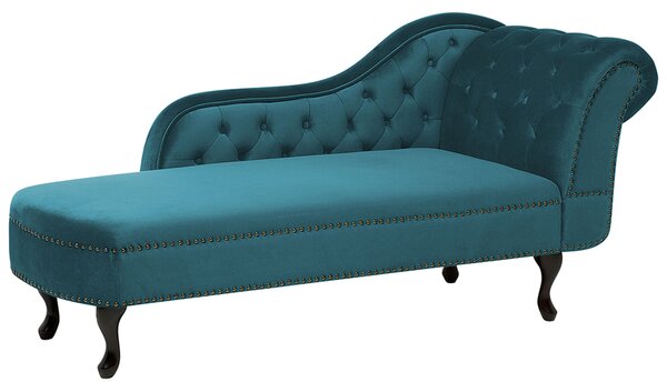 Pravostranná lenoška NIMES Umělý samet Modrozelená
