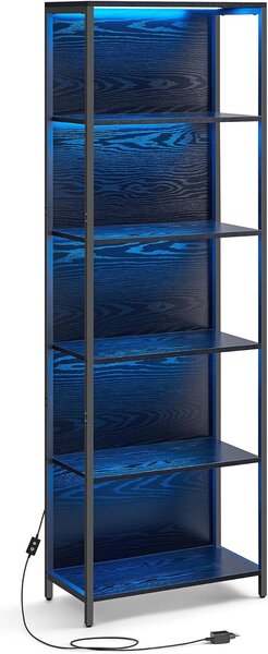 VASAGLE Regál s LED osvětlením polic 60 x 179 x 30 cm černý