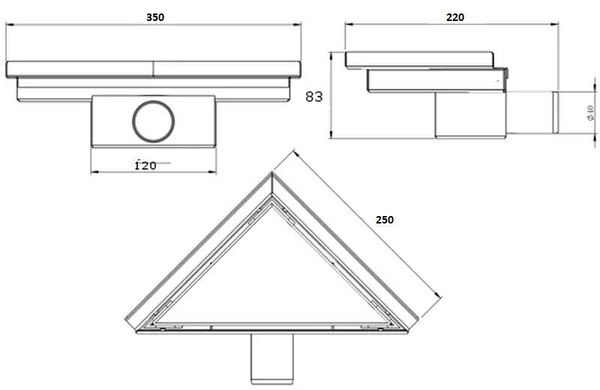 Odtokový žlab - Model 3T 25x25