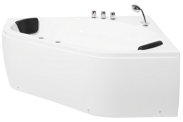 Rohová vířivá vana s LED osvětlením MEVES 140 x 140 cm Bílá