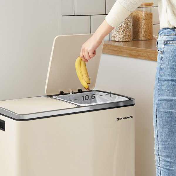 SONGMICS Odpadkový koš na tříděný odpad 2 x 30 L krémový