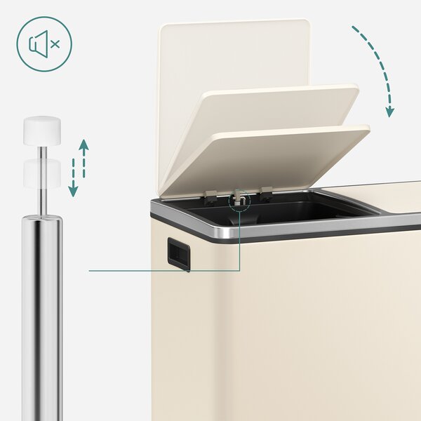 SONGMICS Odpadkový koš na tříděný odpad 2 x 30 L krémový