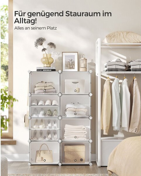 SONGMICS Skládací botník 8 kostek 82 x 120 x 32 cm bílý
