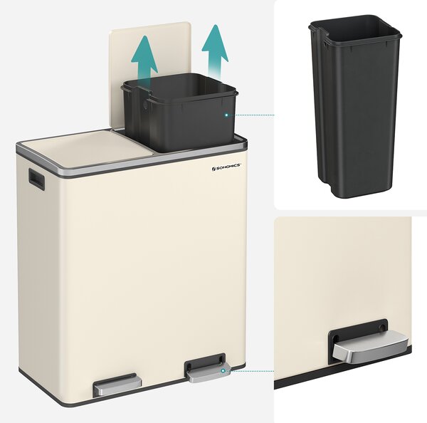 SONGMICS Odpadkový koš na tříděný odpad 2 x 30 L krémový