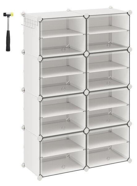 SONGMICS Skládací botník 8 kostek 82 x 120 x 32 cm bílý