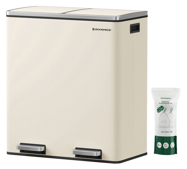 SONGMICS Odpadkový koš na tříděný odpad 2 x 30 L krémový