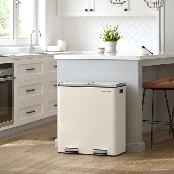 SONGMICS Odpadkový koš na tříděný odpad 2 x 30 L krémový
