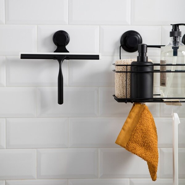 Černá samodržící nástěnná stěrka na sklo s držákem Compactor Bestlock Black Double Hook Squeegee