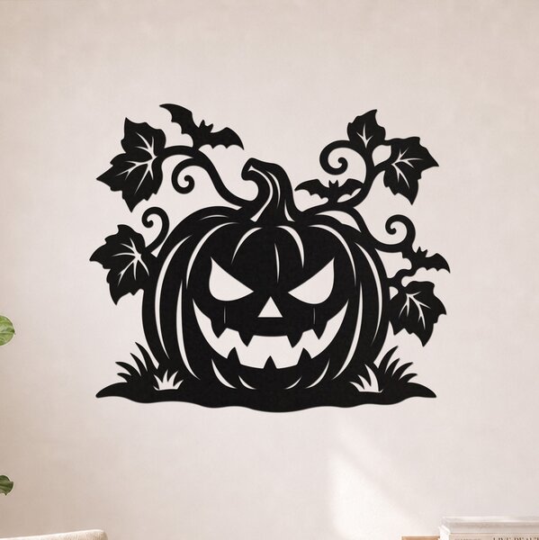 Halloween dekorace na zeď - Strašidelná dýně Zvolte rozměr šxv (cm): 40x34 | Zvolte barvu dekoru: Černá