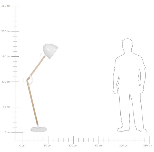 Stojací lampa HETTON Nastavitelná Dubové dřevo Bílá
