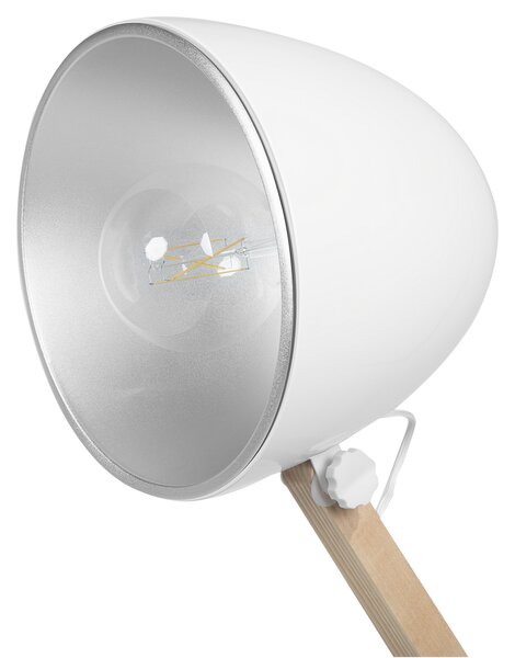 Stojací lampa HETTON Nastavitelná Dubové dřevo Bílá