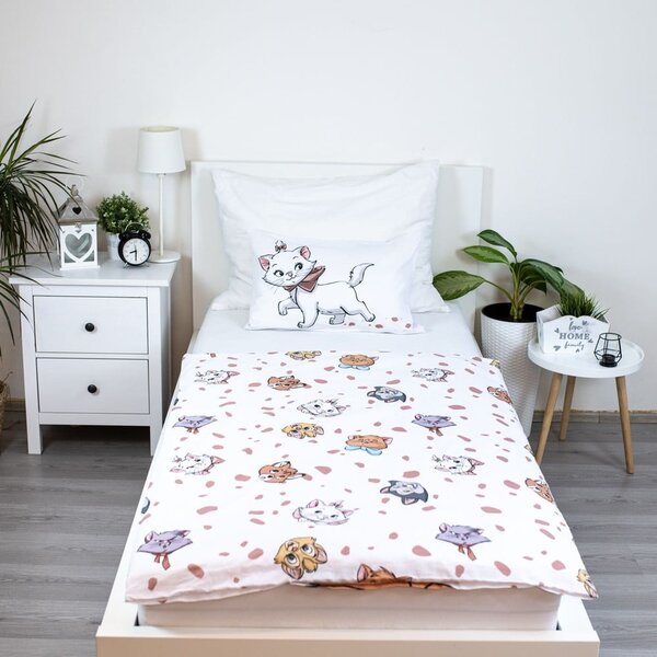 Bílé bavlněné dětské povlečení do postýlky 100x135 cm Marie Cat "Friends" – Jerry Fabrics