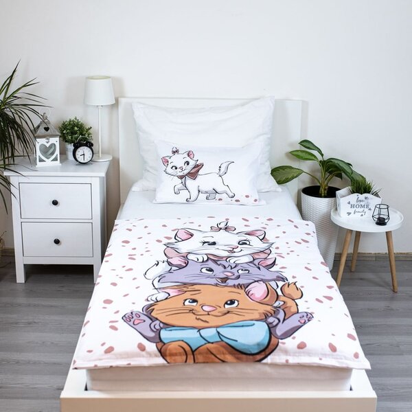 Bílé bavlněné dětské povlečení do postýlky 100x135 cm Marie Cat "Friends" – Jerry Fabrics