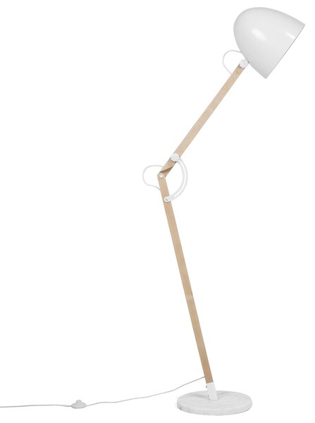 Stojací lampa HETTON Nastavitelná Dubové dřevo Bílá