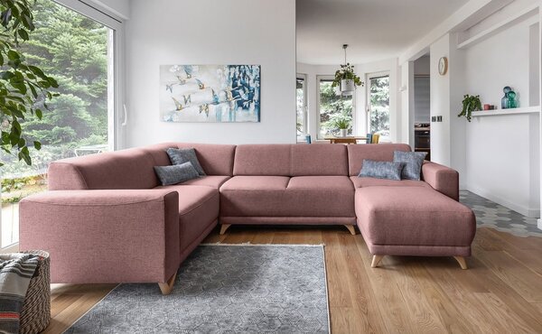 Růžová rozkládací/s úložným prostorem rohová pohovka (levý roh/do "U") Classy Sophie – Miuform