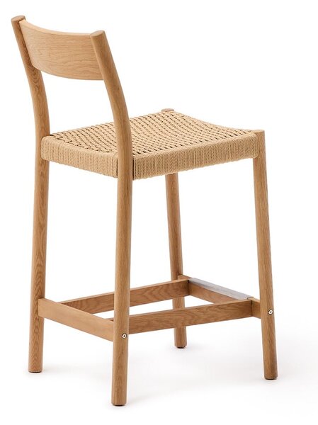 Barová židle z dubového dřeva v přírodní barvě (výška sedáku 65 cm) Yalia – Kave Home