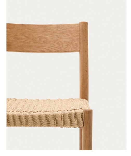 Barová židle z dubového dřeva v přírodní barvě (výška sedáku 65 cm) Yalia – Kave Home