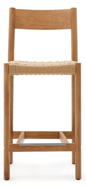 Barová židle z dubového dřeva v přírodní barvě (výška sedáku 65 cm) Yalia – Kave Home