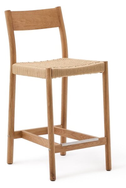 Barová židle z dubového dřeva v přírodní barvě (výška sedáku 65 cm) Yalia – Kave Home