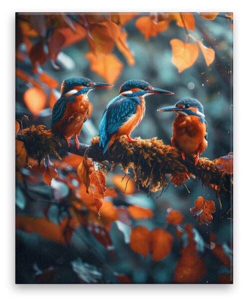 Obraz na plátně - Podzimní ledňáčci 3 - 40x50 cm