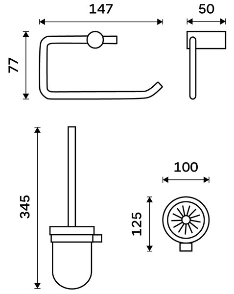 Nimco Bormo černá doplňky k WC sada UNC set-94WN-90