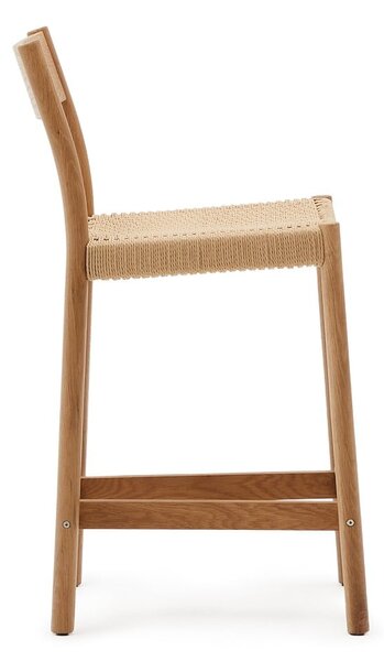 Barová židle z dubového dřeva v přírodní barvě (výška sedáku 65 cm) Yalia – Kave Home