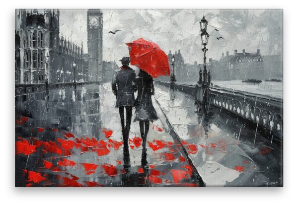 Obraz na plátně - Červený deštník v Londýně - 120x80 cm