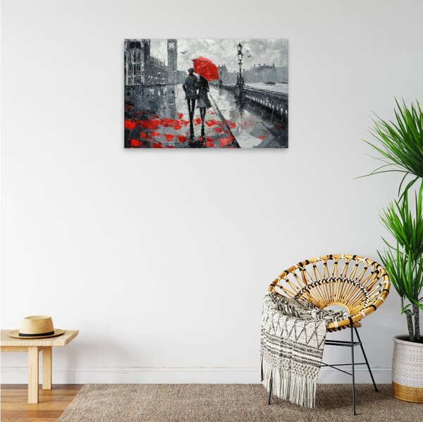Obraz na plátně - Červený deštník v Londýně - 120x80 cm