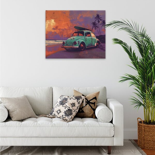 Obraz na plátně - Surfařský západ slunce - 50x40 cm