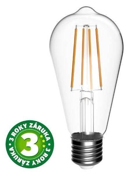 Ultra úsporná prémiová retro LED žárovka E27 4,9W 806lm denní filament ekv. 60W, 3 roky