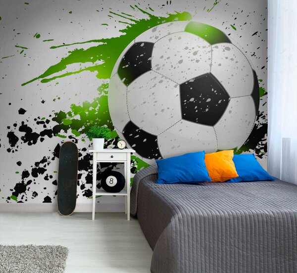 Fototapety Fotbalový míč zanechávající zelené skvrny, Fototapety dětské, Fototapety pro chlapce, u57431 : uwalls.cz