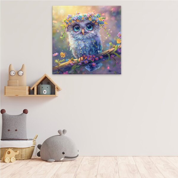 Obraz na plátně - Kouzelná květinová sova - 80x80 cm