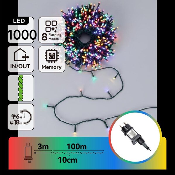 Aigostar - LED Venkovní vánoční řetěz 1000xLED/8 funkcí 103m IP44 multicolor