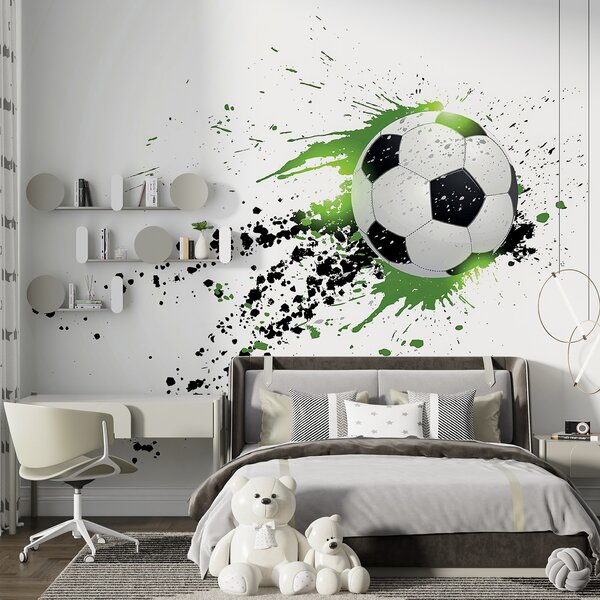Fototapety Fotbalový míč zanechávající zelené skvrny, Fototapety dětské, Fototapety pro chlapce, u57431 : uwalls.cz