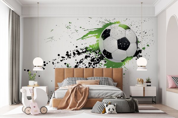 Fototapety Fotbalový míč zanechávající zelené skvrny, Fototapety dětské, Fototapety pro chlapce, u57431 : uwalls.cz