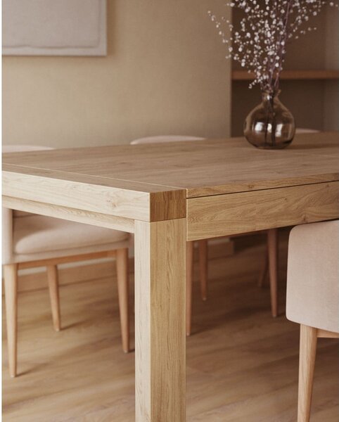 Rozkládací jídelní stůl s přídavnou deskou v dekoru dubu 100x200 cm Briva – Kave Home
