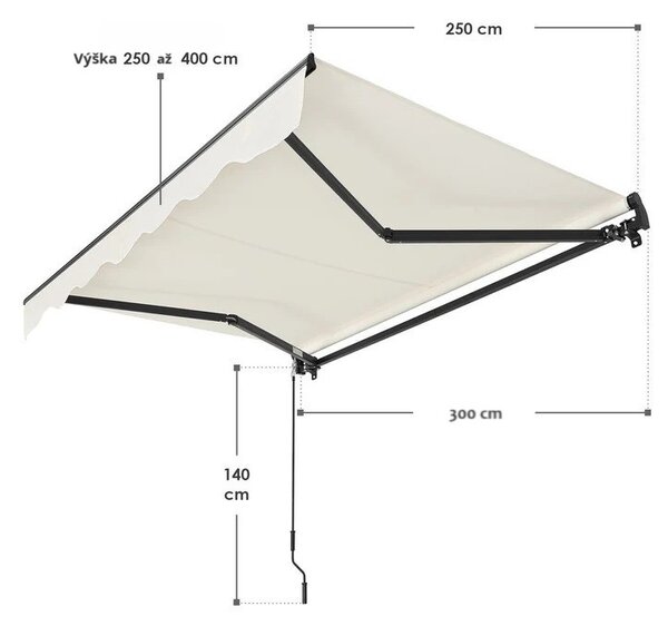 Juskys Markýza 300 cm - krémová