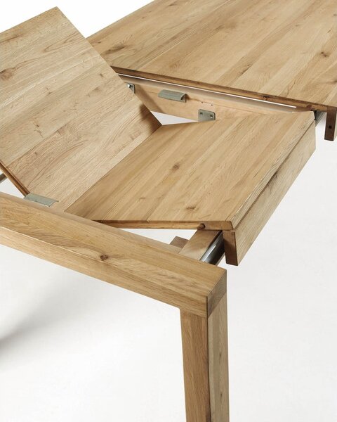 Rozkládací jídelní stůl s přídavnou deskou v dekoru dubu 100x200 cm Briva – Kave Home