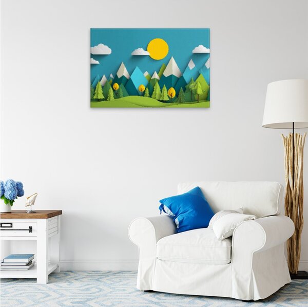 Obraz na plátně - Papírové horské údolí - 120x80 cm