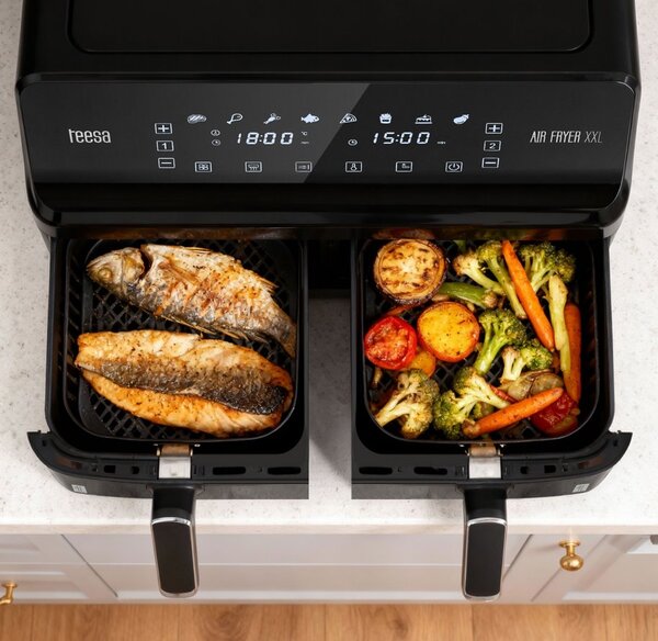 Fritéza horkovzdušná TEESA DIGITAL AIR FRYER DUAL POT XXL TSA8089, 8L, 2700W