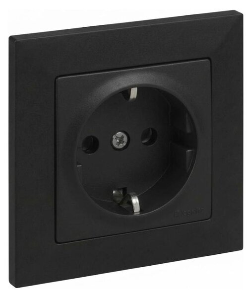 Legrand - Zásuvka domovní SCHUKO 250V/16A s rámečkem SUNO černá