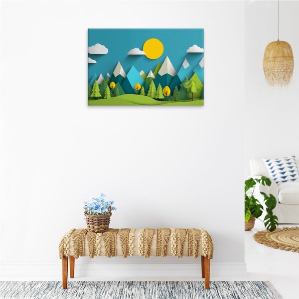 Obraz na plátně - Papírové horské údolí - 120x80 cm