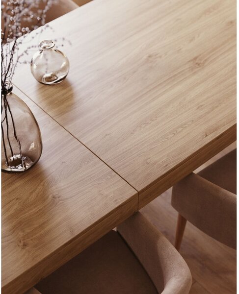 Rozkládací jídelní stůl s přídavnou deskou v dekoru dubu 100x200 cm Briva – Kave Home