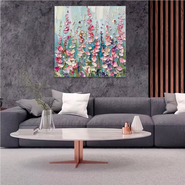 Obraz na plátně - Růžová louka snů - 80x80 cm