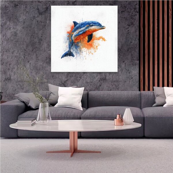 Obraz na plátně - Modrý delfín - 80x80 cm - CZ výroba
